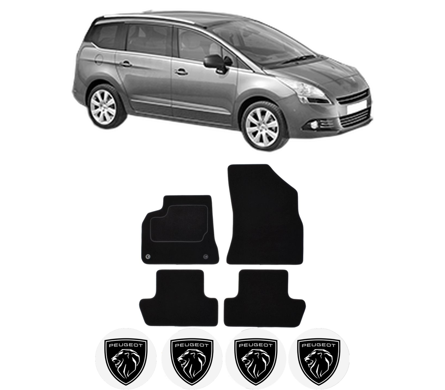 Set Covorase Presuri PEUGEOT 5008 (0U_, 0E_) din 2009-2017, Auto, Material Textil Mocheta, 4 Stickere auto cu PEUGEOT