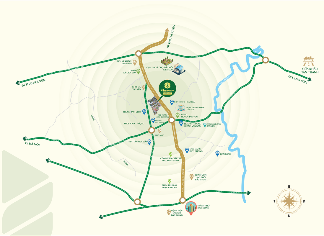vị trí Dự án đất nền Hawee Parkland Cao Thượng (Tân Yên, Bắc Ninh bắc giang cũ)