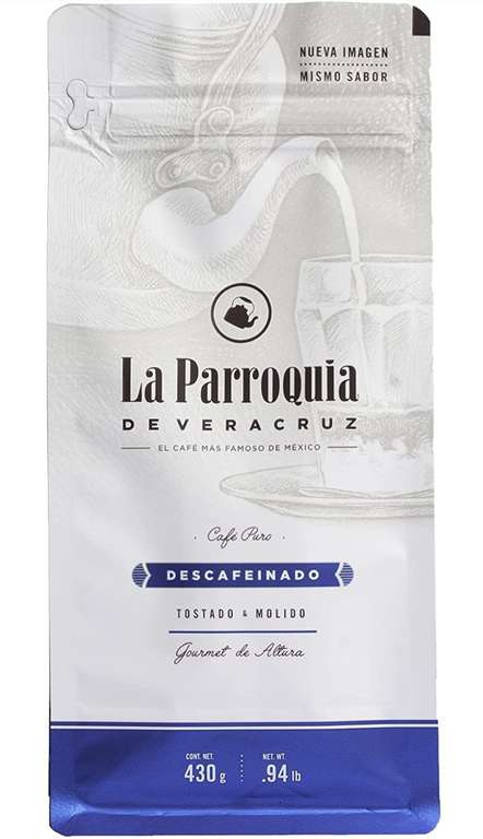 Amazon: LA PARROQUIA DE VERACRUZ - Descafeinado, Molido y Tostado, 430 g | Delicioso para despertar de buen humor | envío gratis con Prime 
