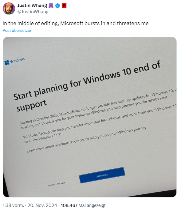 Backup-Werbung als Popup