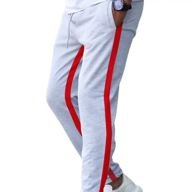 Casual Mens Sweatpant Trouser Black + Red