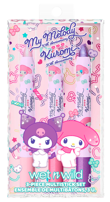 The My Melody x kuromi eyeshadow stick bundle from the my melody 50th anniversary and kuromi 20th anniversary collection
