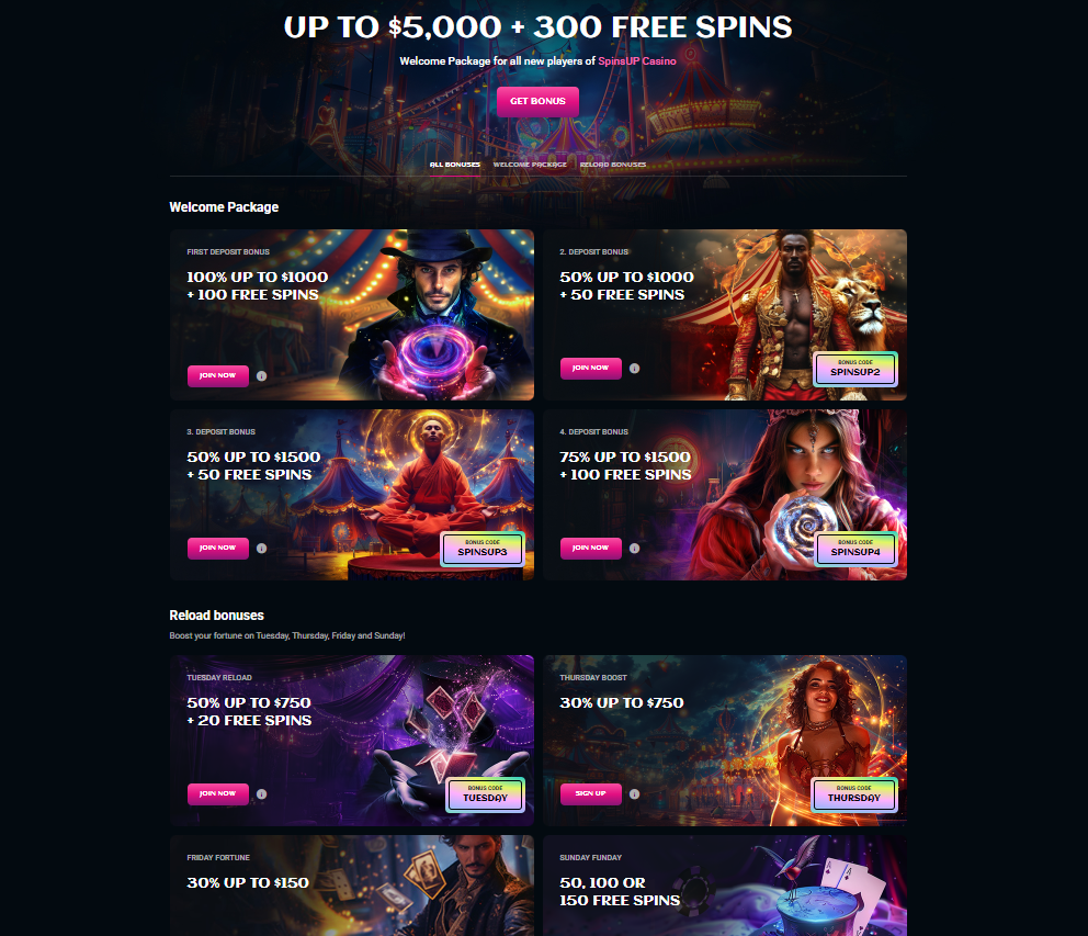 SpinsUp Casino Bonuses