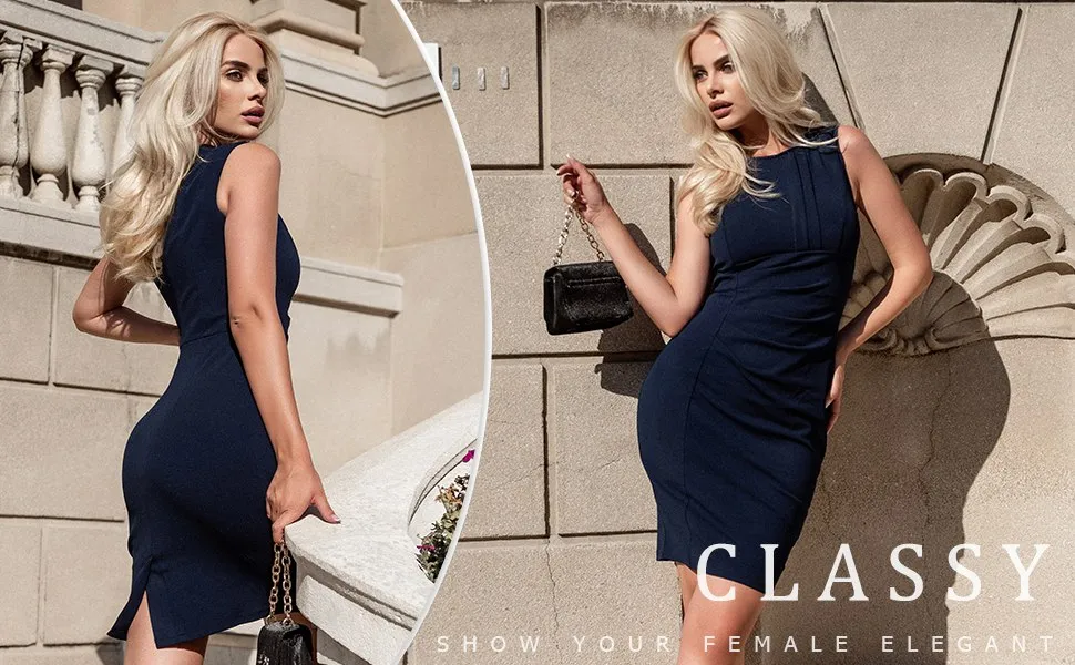 Ruffle cocktail dress in scoop-neck design with elegant detailing