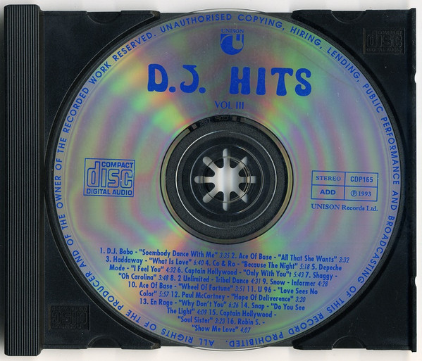 16/02/2023 - Various - DJ Hits Vol. III (CD, Compilation, Unofficial Release)(Unison  ‎– CDP165)  1993 R-1634902-1530444913-1553-jpeg