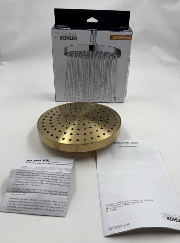 KOHLER 8"AWAKEN 76464-Y-2MB RAINHEAD SHOWERHEAD BRUSHED MODERN BRASS