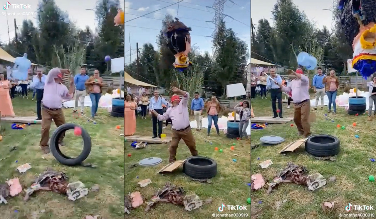 Pensaba que le pegaba a la piñata pero le lanzaban basura