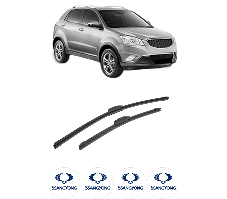 Set stergatoare auto SSANGYONG KORANDO (CK) din 2010-2015, pentru parbriz auto, 2 bucati, Bosch Aerotwin Retrofit, din cauciuc siliconat rezistent, 4 Stickere Auto SSANGYONG
