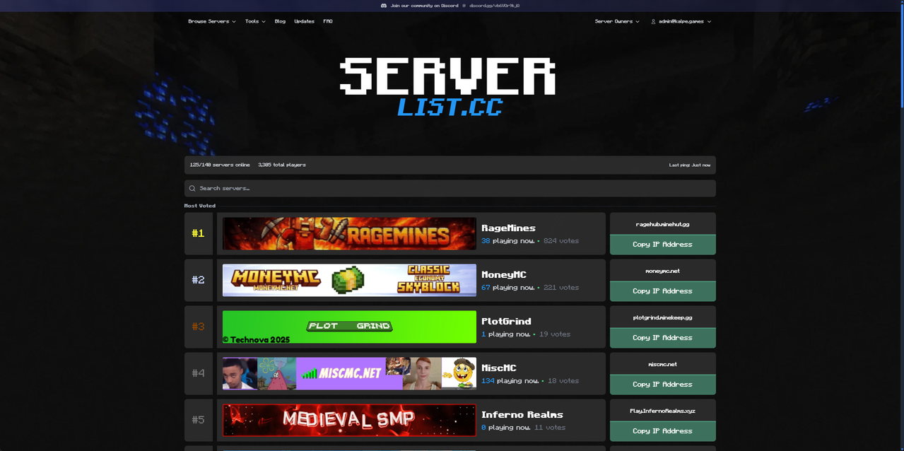 Server List Lander