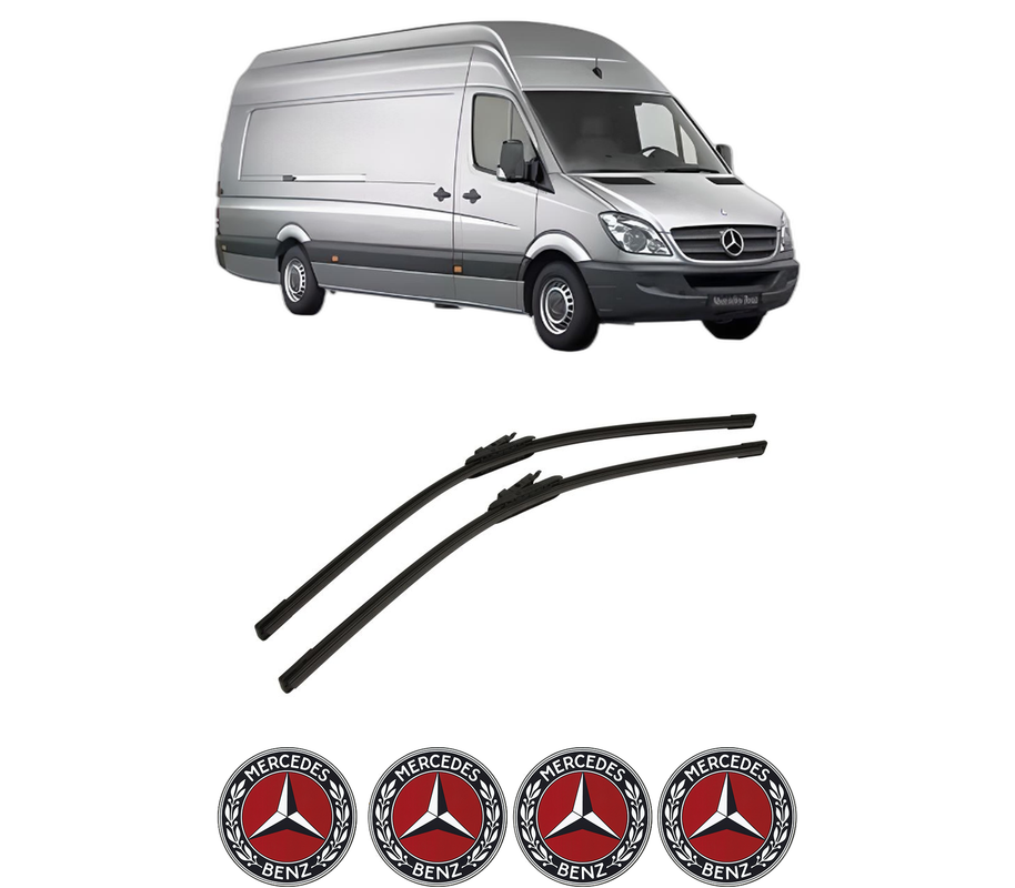 Set stergatoare auto MERCEDES-BENZ SPRINTER 5-t Van (B906) din 2006-2018, pentru parbriz auto, 2 bucati, Bosch Aerotwin, din cauciuc siliconat rezistent, 4 Stickere Auto MERCEDES-BENZ