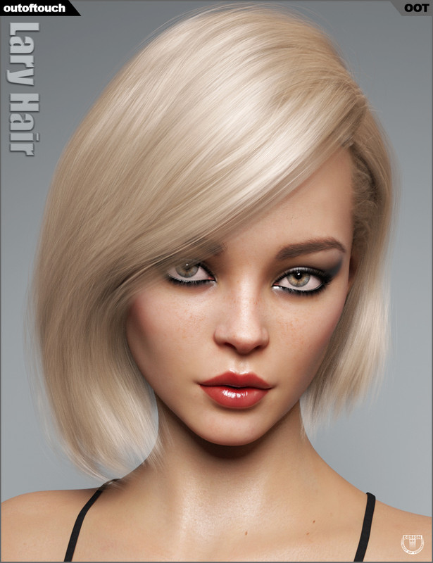 Lary Hair for Genesis 3 and 8 Female(s)+Texture XPansion