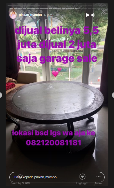 Pinkan Mambo mendadak jual perabotan rumah tangganya