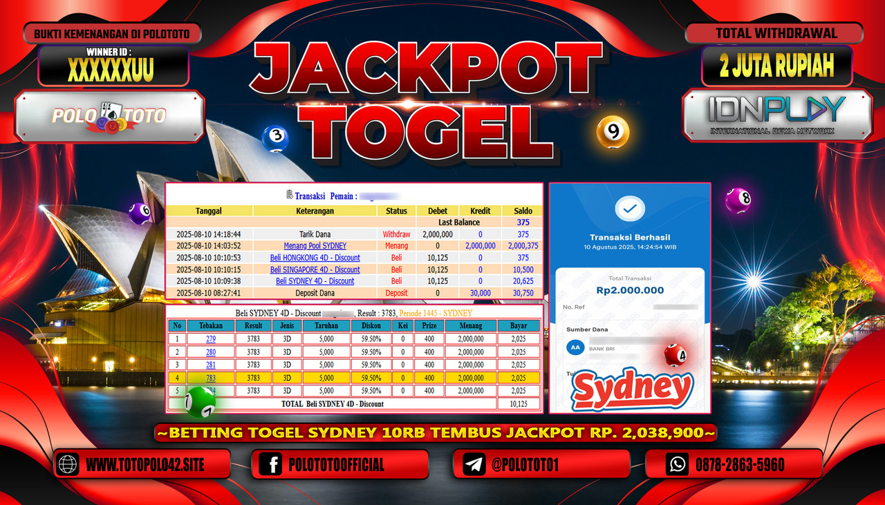 POLOTOTO JACKPOT TOGEL POOL SYDNEY Rp.2.000.000,-LUNAS