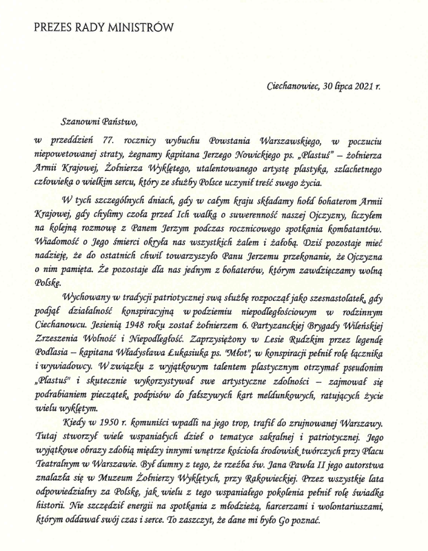 List Premiera RP Mateusza Morawieckiego