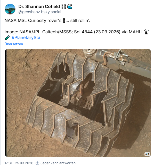 Rad des Mars-Rovers Curiosity