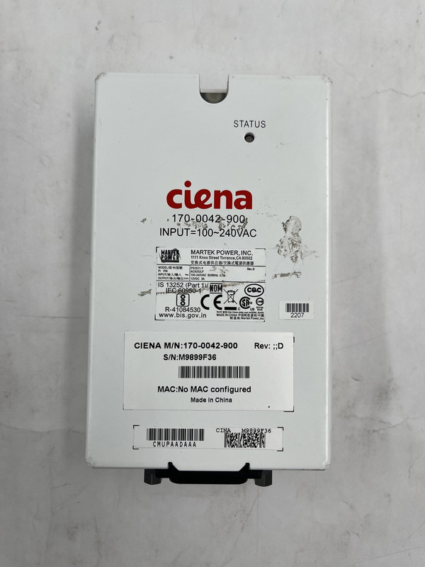CIENA 170-0042-900 AC9252LF 100-240VAC 12VDC SERVICE DELIVERY SWITCH FOR CN3931 CIENA 170-0042-900 AC9252LF 100-240VAC 12VDC SERVICE DELIVERY SWITCH FOR CN3931