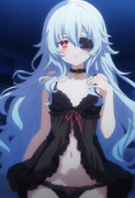 1girl, yoshino (date a live), dark persona, small breasts, {{black babydoll}}, { s-3259854578