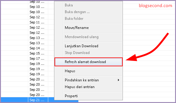 Refresh Alamat Download di IDM