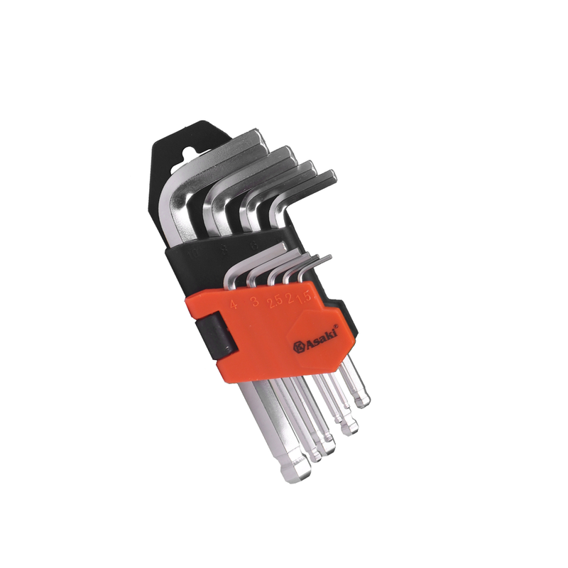 JGO DE LLAVES ALLEN DE BOLAS/ 9 PIEZAS DE 1.5 MM A 10 MM (S) ASAKI