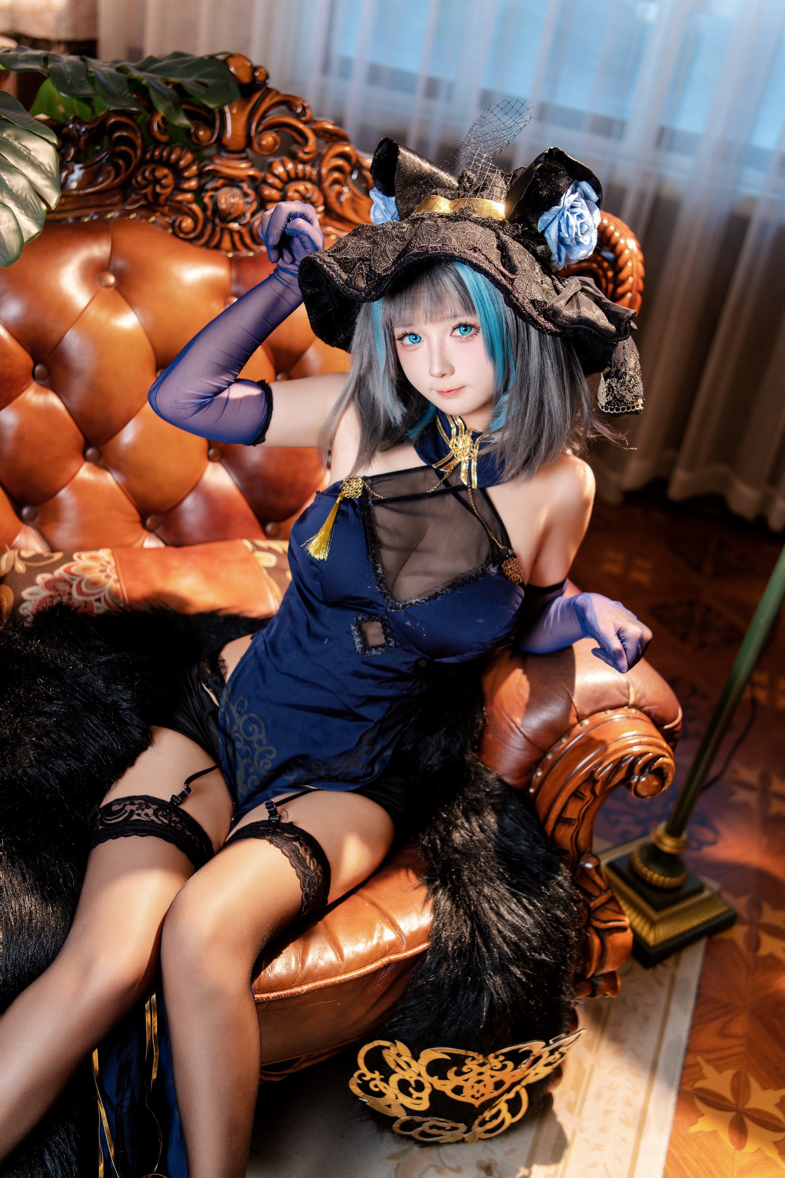 喜欢爱理吗COS二次元写真：柴郡旗袍高清图集（36P-453.8M）插图4