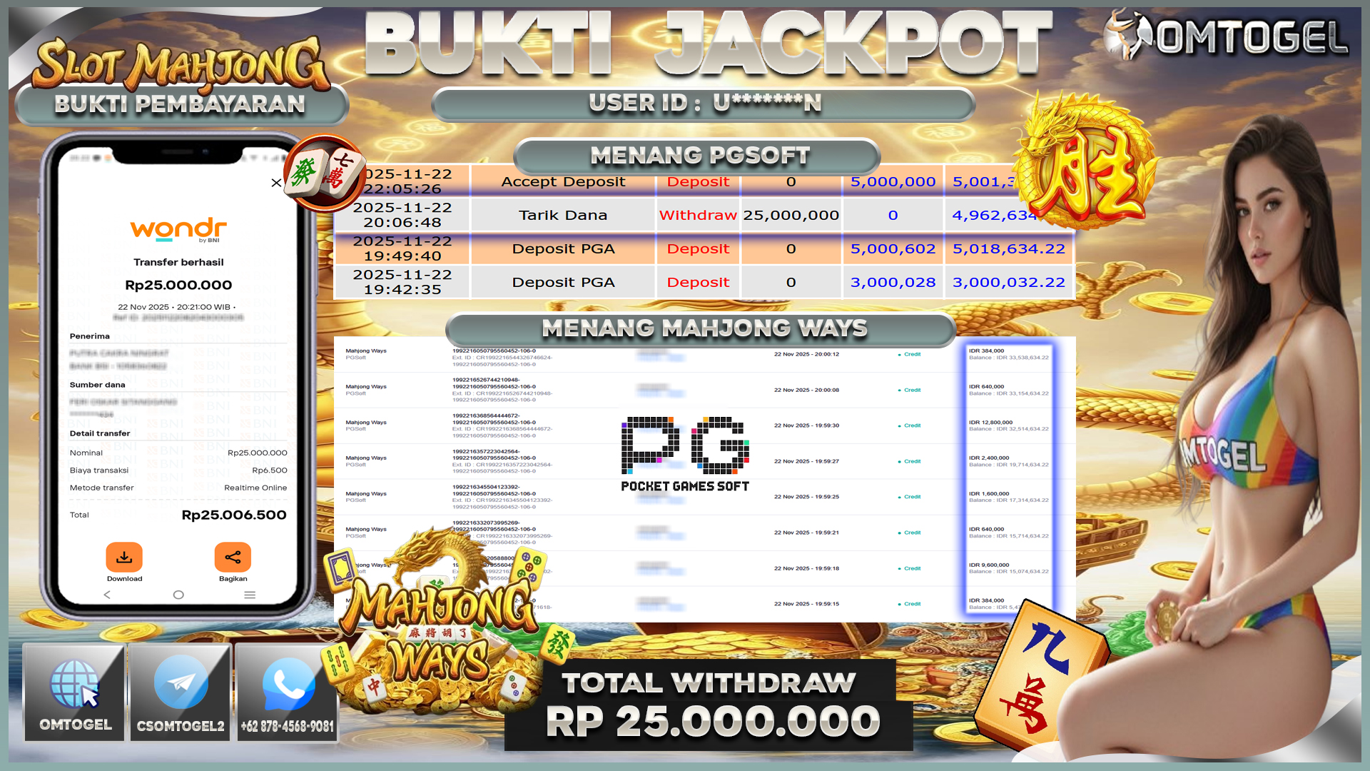 OMTOGEL JACKPOT PG SOFT MAHJONG WAYS ,25JUTA DI BAYAR LUNAS ,-