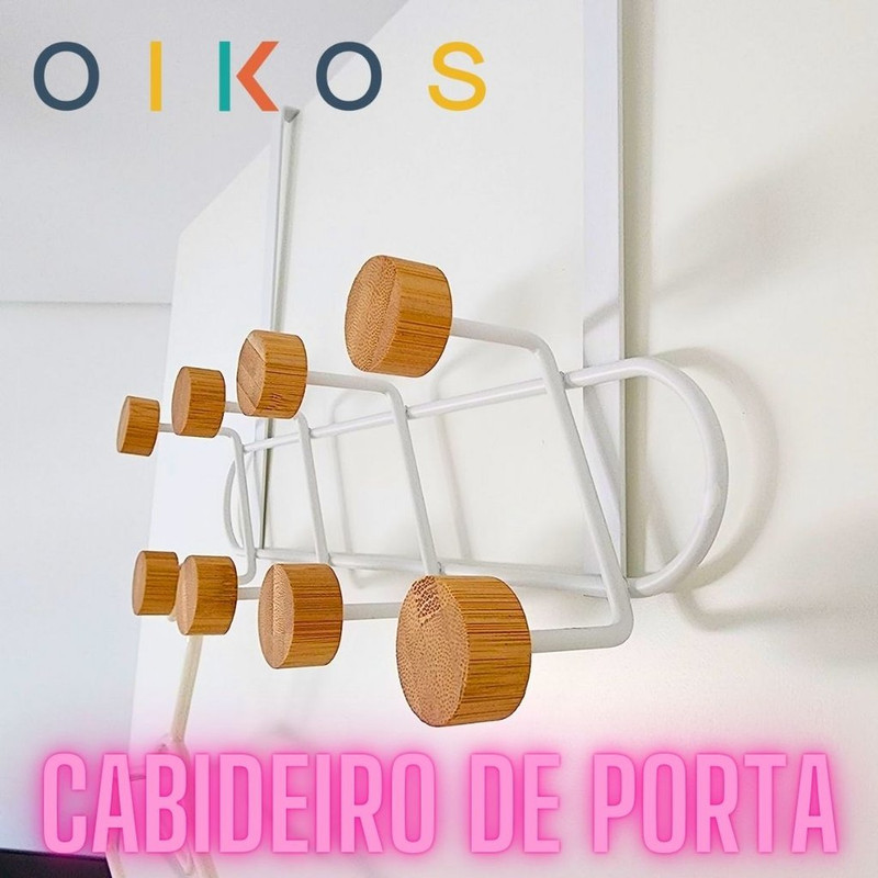 CABIDEIRO DE PORTA MULTIUSO 8 GANCHOS SEM FURAR – OIKOS