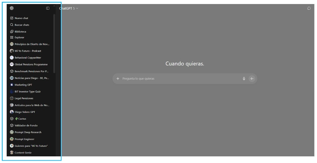 Captura de pantalla de ChatGPT