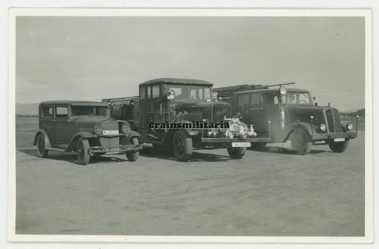 Orig. Foto Feuerwehr Lkw Löschfahrzeug Flugplatz GARDERMOEN Oslo Norwegen 1941