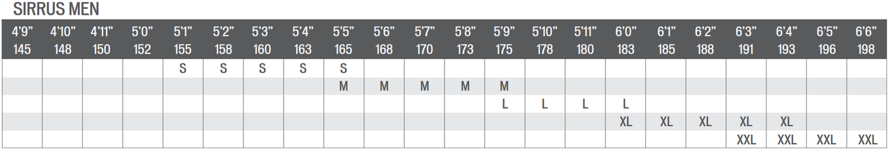 specialized sirrus x 2.0 size chart