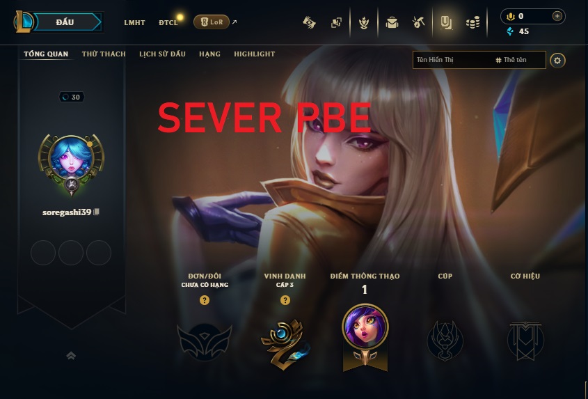 Acc RAC #PBE - Không Khung