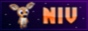 A rectangle with the backdrop of space containing a small pixelated deer and the name 'NIV'.