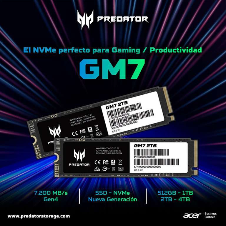 Cyberpuerta: Acer Predator GM7 2TB, PCI Express 4.0, M.2 7200 MB/s