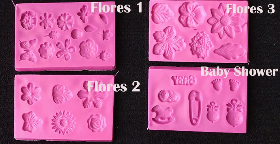 Molde silicona flores baby shower para porcelana fría o fondant