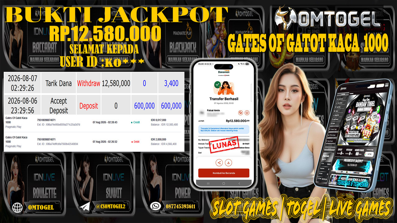 OMTOGEL JACKPOT PRAGMATIC PLAY GATES OF GATOTKACA 1000 Rp,12,580,000,- DIBAYAR LUNAS