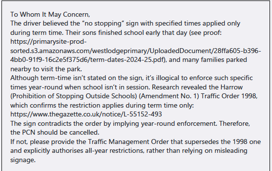 20250801 appeal to harrow-just text at 22.34.39