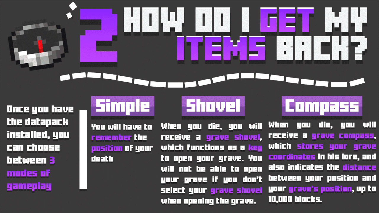 Bad Graves | Die and pick up your items later! Minecraft Data Pack
