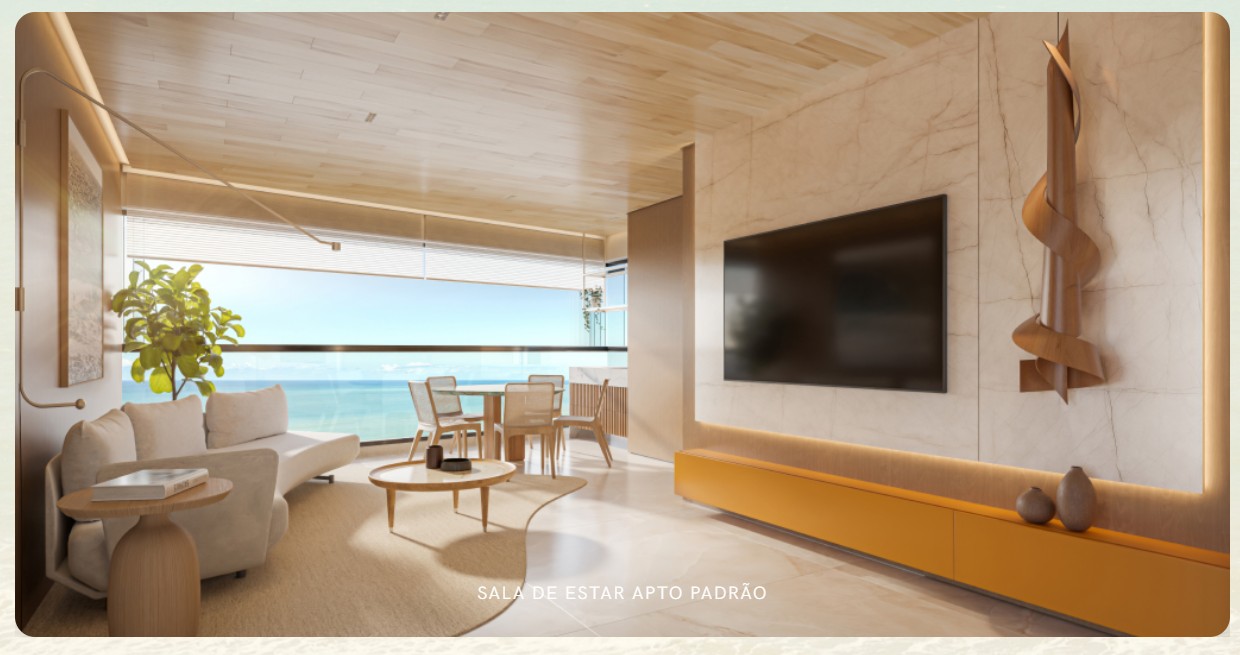 Sala ampla integrada com vista definitiva para o oceano no Casa Mar