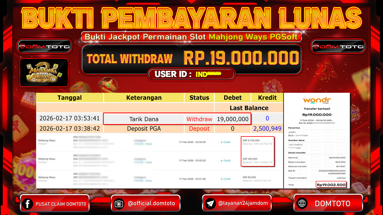 JACKPOT SLOT Mahjong Ways PGSoft 17 FEBRUARI 2026