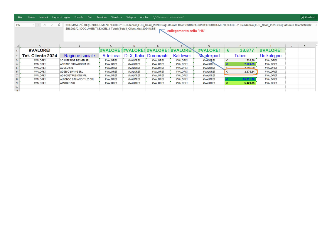 Foglio - Formula cella H6