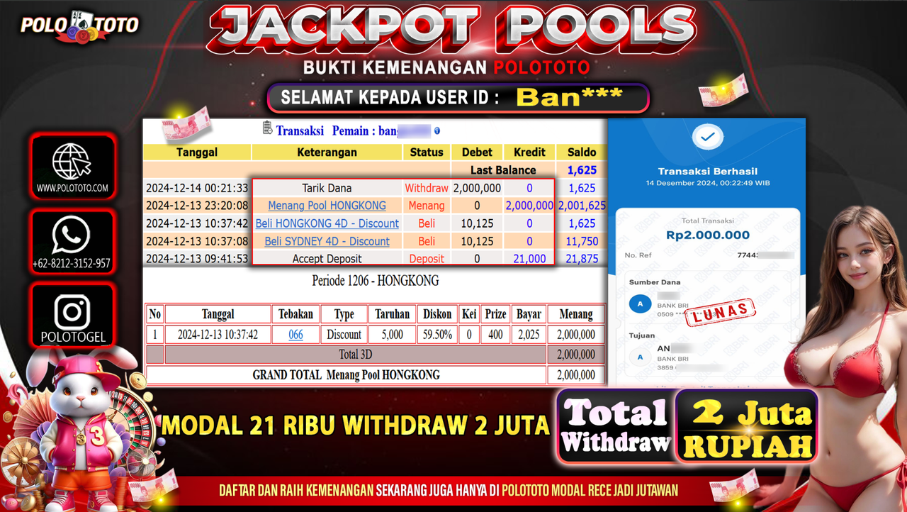 POLOTOTO JACKPOT TOGEL PASARAN HONGKONG Rp.2,000.000,-