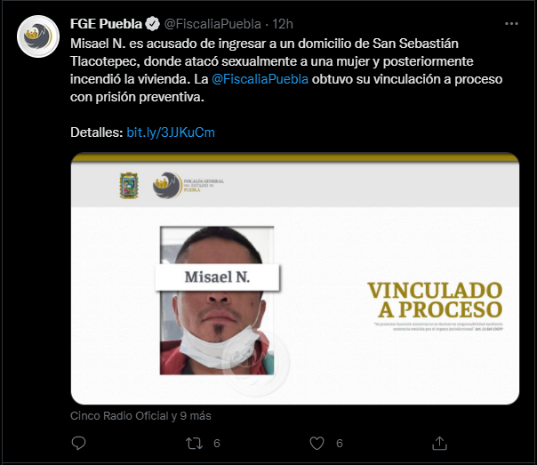 Hombre abusa y quema la casa de una mujer en Puebla; ya fue detenido