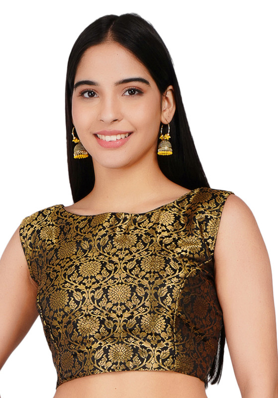 Indian Banarasi Brocade Blouse Readymade Sleeveless Choli Bollywood Crop Top