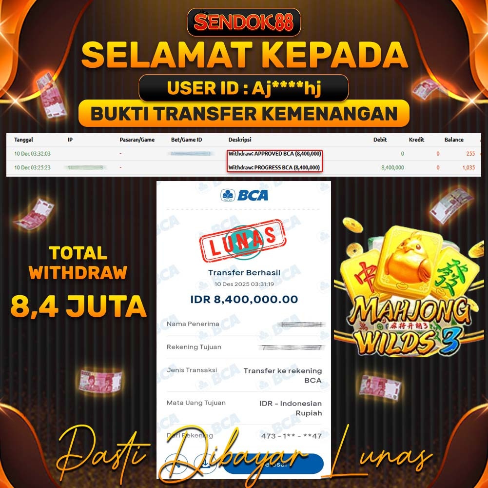 SENDOK88 JEPE! MAHJONG WILDS 3 Rp 8.400.000,- LUNAS!