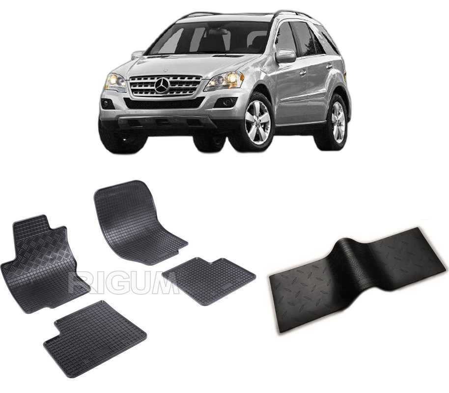 Set covorase auto MERCEDES ML W164 din 08.2005-2011, cu covoras tunel median, CAROSERIE SUV, Presuri cauciuc 100%, compatibil cu autoturismul MERCEDES ML W164, Rigum
