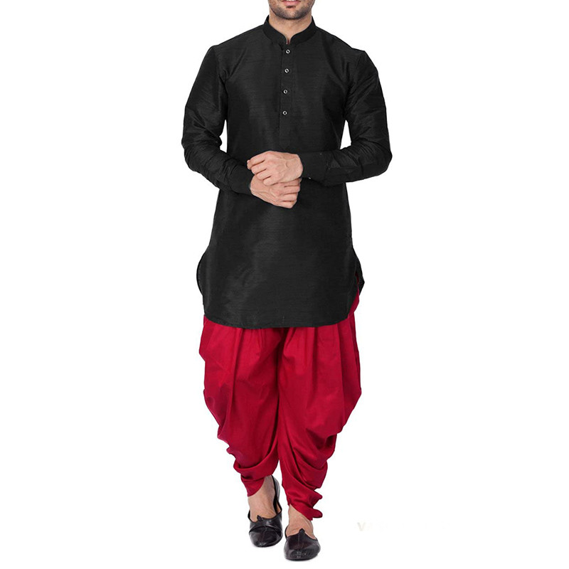 Men's Dhoti Kurta Pant Set Silk Blend Ethnic Kurta Pyjama For Wedding Wear Dress - Picture 7 of 24
