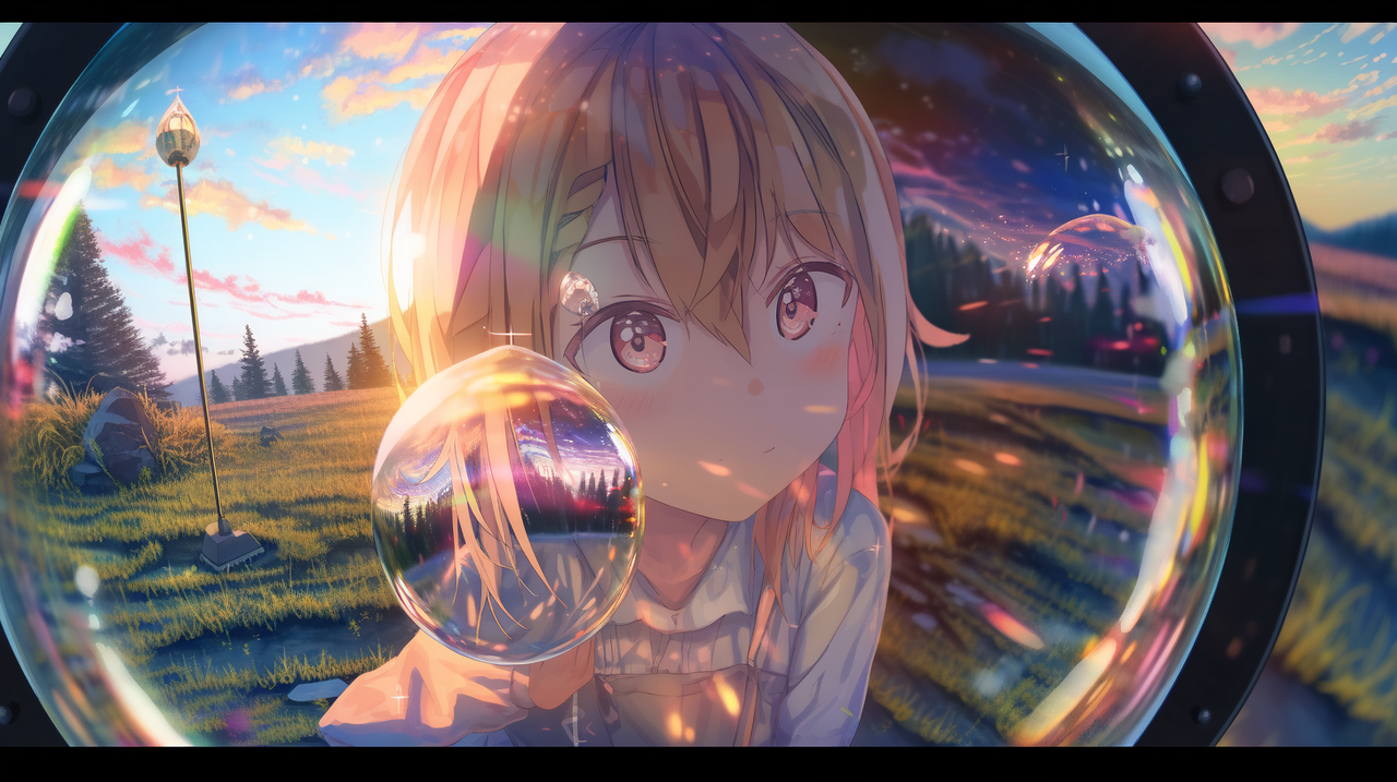 __Girl_reflected_in_a_prism_soap_bubbles_fisheye_lens_landscape_a4e4b3b1-8df4-44b9-9817-5a28e3f44f75
