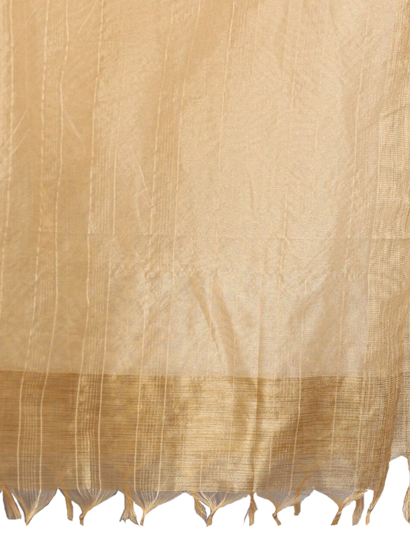 Chanderi Dupatta Gold Toned Striped with Zari Veil Stole Neck Scarf For Women's - Picture 11 of 46