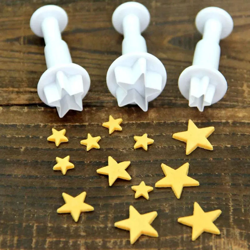 Moldes Cortadores Para Fondant Con Expulsor estrella Mini
