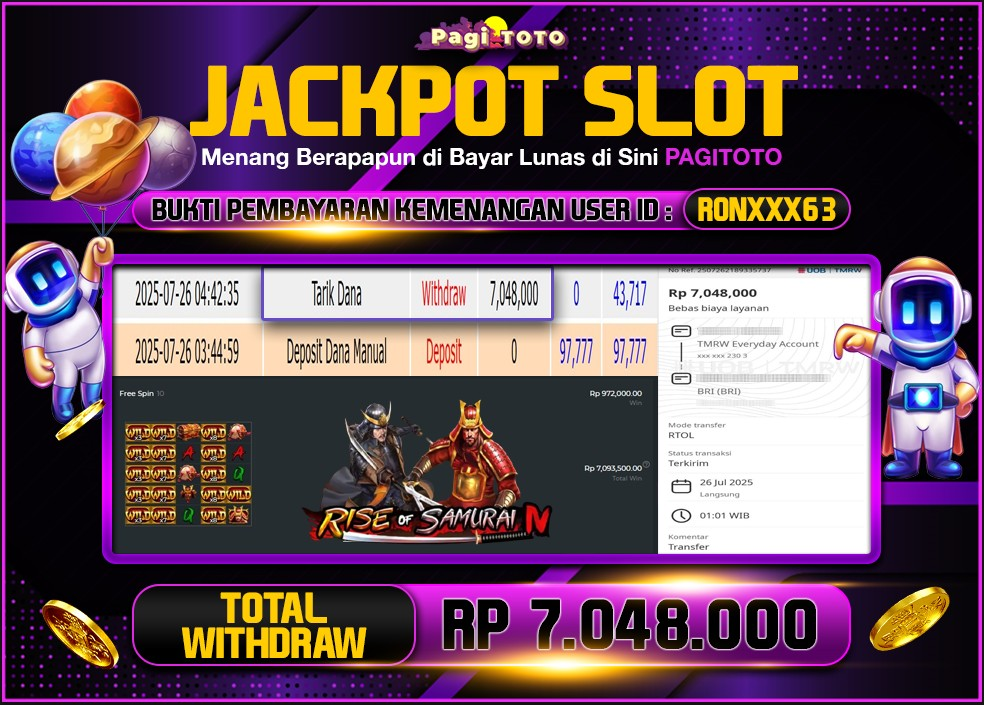 HAPPY JACKPOT MEMBER PAGITOTO SLOT RISE OF SAMURAI Rp 7.0048.000-, - LUNAS