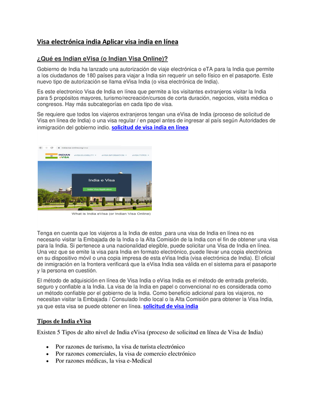 Visa electrónica india Aplicar visa india en línea